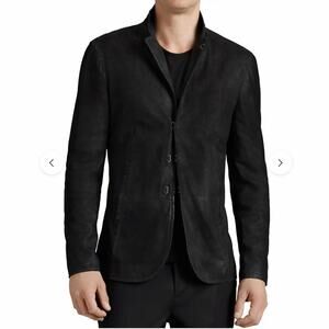NWT JOHN VARVATOS Goatskin Leather Suede Black Hook And Bar Slim Fit Jacket | 48